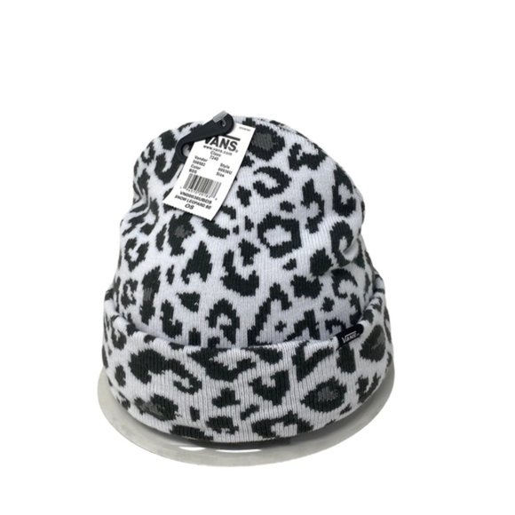 VANS Kids Snow Leopard Beanie Black Gray White Knit Hat One Size VN00036UBDS - Picture 3 of 4